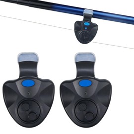 Black Bite Alarm, 2Pack Fishing Bite Alarm Indicator, Waterproof Carp Fishing Bite Alarm, Fishing Bite Alarm Indicator LED Light Fishing Rod With Sound Alert, Fishing Bite Alarm