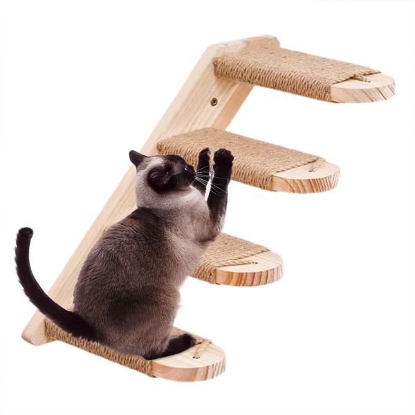 Wall Floating Shelves,Cat Climbing Steps Cat Stairway in Natural Pine