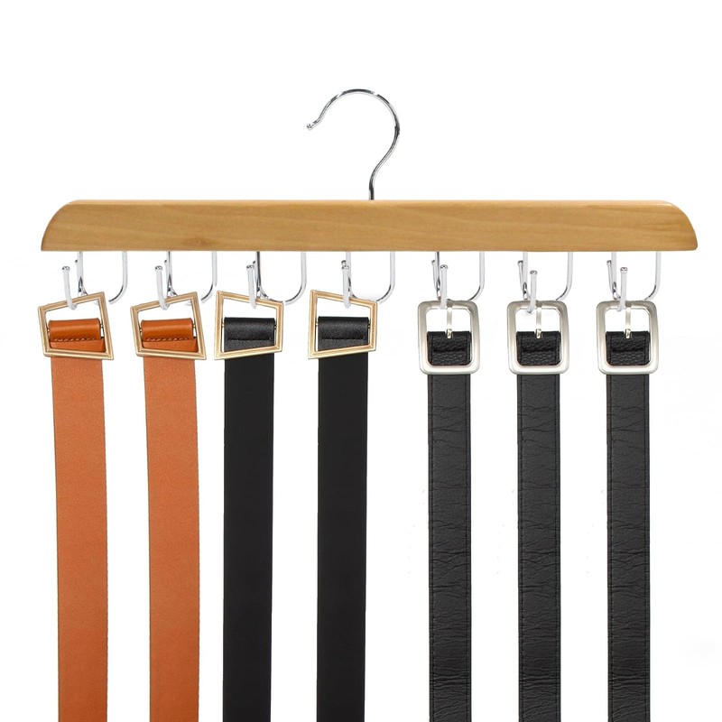 1 Pack Belt Hanger, Sturdy Wood Rack Closet Accessories with