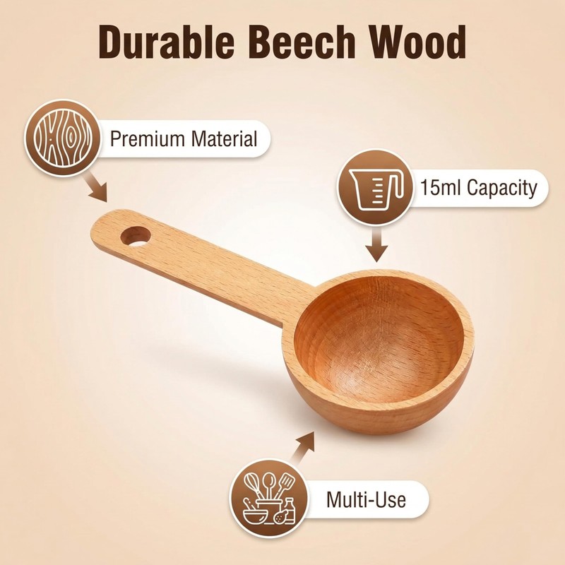 Wooden Coffee Scoops 4 Pack 15ml