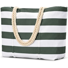 oscaurt Beach Bag Large Swimming Bag Shopper Bag Women's Waterproof Tote Bag with Zip Travel Bag Swimming Bag Sauna Bag Women, Army Green