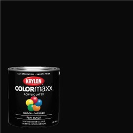 Krylon K05647007 COLORmaxx Acrylic Latex Brush On Paint for Indoor/Outdoor Use, 1 Quarts (Pack of 1), Black, 31 Fl Oz