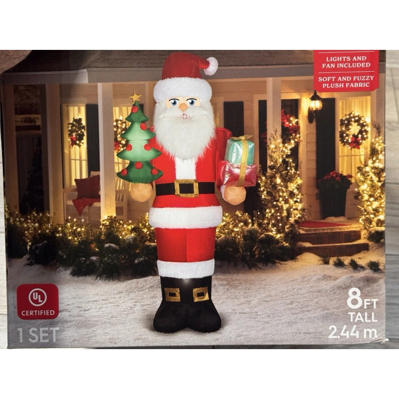 Holiday Time 🎁 8 Ft Santa Inflatable Xmas Holding Christmas🎄