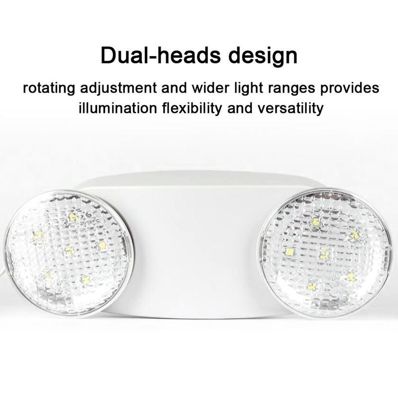 LED Emergencies Light Dual-Heads Rotatable Light with Battery Backup for