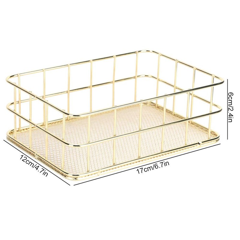 Nivvity Wire Mesh Basket, Golden Iron Storage Basket Multifunctional Wire