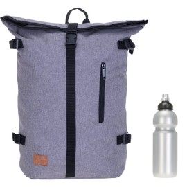 New Rebel Courier A4 Roll Up Messenger Backpack + Bottle, gray