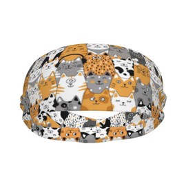 Cute Animal Cat Sweatbands Sports Headband,Breathable Sport Yoga Workout Turban Headband for Women Men Hair Accessories