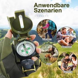 kodivenj Outdoor Compass, Marching Compass, Aluminium Alloy Material Compass, Suitable for Hunting, Hiking and Outdoor Activities, Shock and Waterproof, Precise Positioning