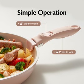 Redchef Removable Handle - Detachable Handle Cookware Replacement, Universal Pot Handle, Ideal Replacement for All Cookware (Pink)