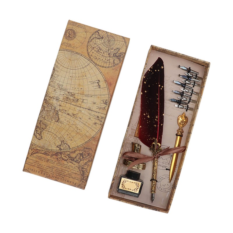 Quill Pen Set Exquisite Retro Smoothing Writing Feather Pen Caligraphy