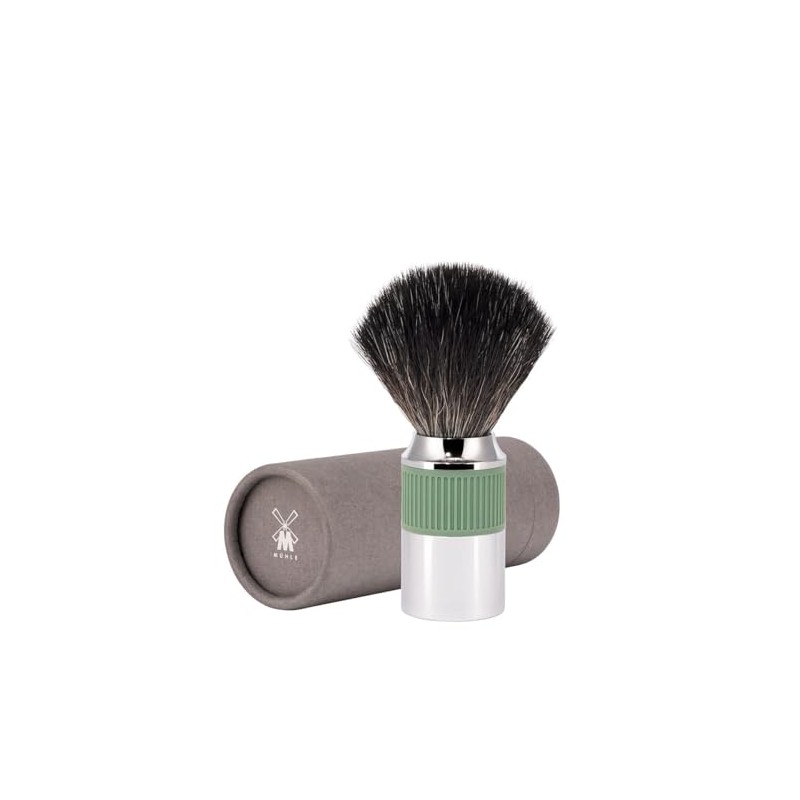 MÜHLE NEO Shaving Brush, chrome-plated and Rubber Grip Handle, sage