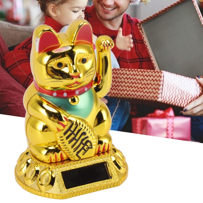 ASHATA Waving Cat, Cute Chinese Happy Cat Decoration, Waving Arm,