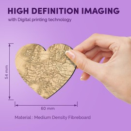 1x Heart MDF Magnet 6cm - Antique Style World Map Europe - Fridge Locker Office Whiteboard Toolbox #50101