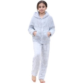 A2Z 4 Kids Girls Boys Plain Pyjamas Extra Soft Loungewear Thick Pile Fleece - PJS 203 Zipped Grey 9-10