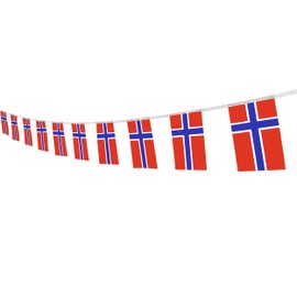 Norway Norwegian String Banner Flag,5.5 x 8.2 Inch String Banner,Indoor and Outdoor Party Decorations,16 ft 20 Mini Flags.