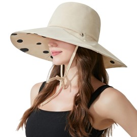 HUAMULAN 6" Wide Brim Women Summer Sun Hat Lady Floppy Beach Bucket Fishing Hats Reversible Foldable Travel UV Protection