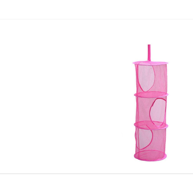 Hanging Mesh Space Saver Bags Organizer 3 Compartments Toy Storage