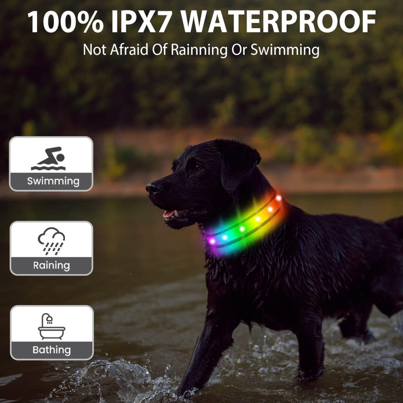 TRIPOLACO Light Up Dog Collar - Multicolor LED Dog Collar