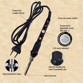 Pyrography Soldering Iron Set, 60 W Adjustable Temperature 200-450 °C, Burning Iron for Wood, Leather, Engraving, DIY Art, Welding, Sculpture, Wood Pyrography