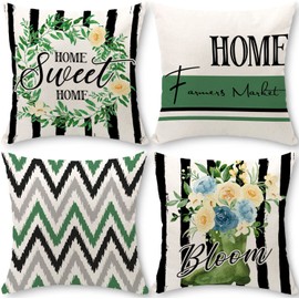 Cirzone Spring Pillow Covers 18x18 Set of 4 Spring Decor Farmhouse Home Sweet Home Outdoor Pillow Covers Spring Throw Decorative Pillow Covers Spring Decorations for Home