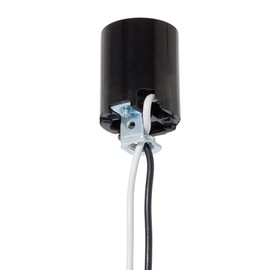 B&P Lamp Medium Base Phenolic Socket with 1/8IP Bottom Hickey and 10 Inch Long Wire Leads