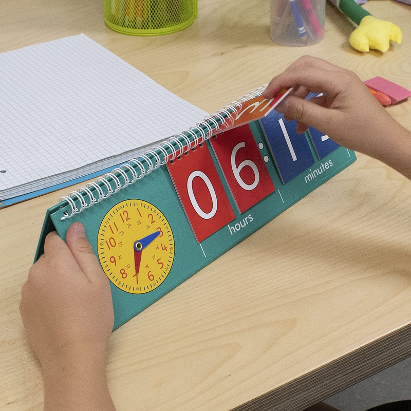 edxeducation Time Flip Chart - Teaching Clock for Kids -