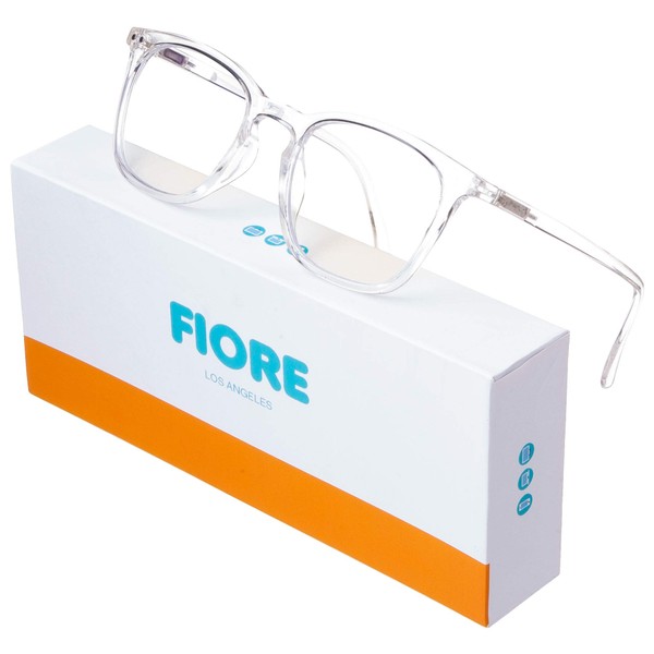 Fiore Blue Light Blocking Glasses for Men and Women | Reading and Gaming Computer Glasses with Anti-Glare Light Protection (Crystal Clear)