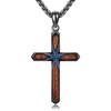 YAFEINI Black Cross Necklace Sterling Silver Cross Necklace Wood Grain