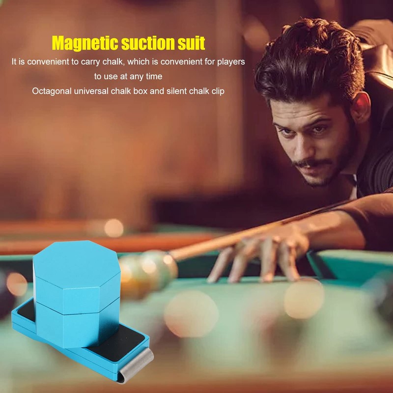 Pool Chalk Holder, Chalk Holder, Aluminum Alloy Octagonal Magnetic Billiard