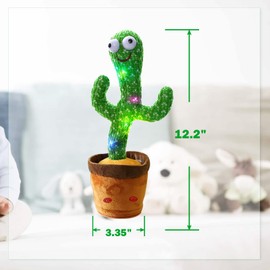 BIGHAKI808 Talking Cactus Toy, Dancing Cactus Repeats What You Say Electronic Dancing Cactus with Lighting Recording Mimicking Cactus Toy, Electronic Plush Singing Toy for Kids (Original)