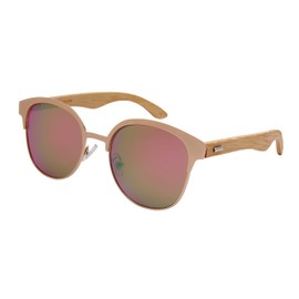 Edge I-Wear Retro Horn Rimmed Bamboo Wooden Sunglasses Women Mirror Lens 5110BM-REV-2(RG.pkrev)