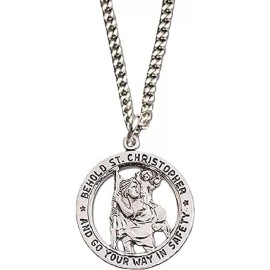 HJ Sherman CO. Behold Saint Christopher and Go Your Way in Safety Necklace 18" Chain Gift Boxed