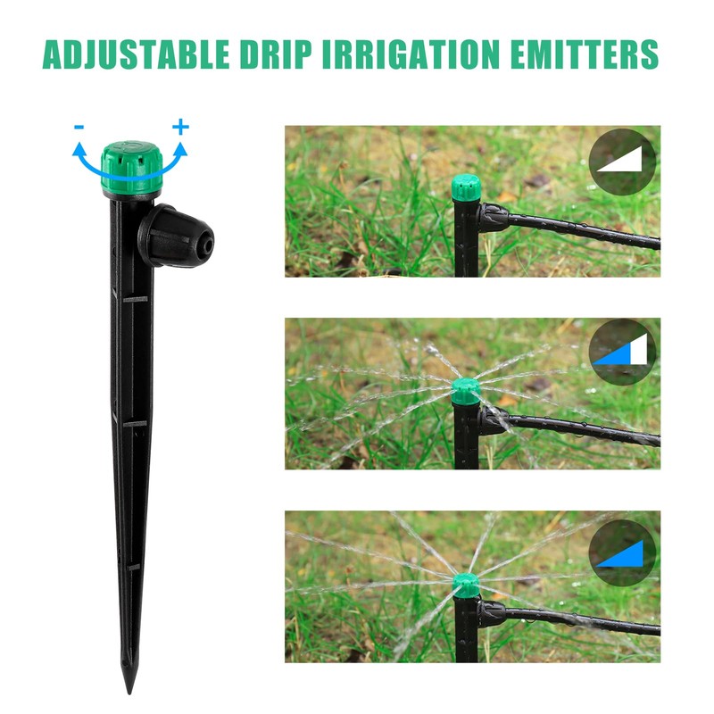 50pcs Drip Irrigation Emitters for 1/4" Drip Irrigation Tubing Adjustable