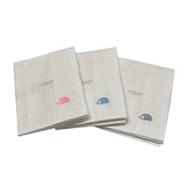 Kaya Fabric Dish Towel 3 Piece Set Cute Hedgehog Pattern Embroidery 3 Colors Made in Japan 11.8 x 11.8 inches (30 x 30 cm) Mosquito Net Dish Towel Kitchen Utensils Kitchen Utensils Kitchen Cloth