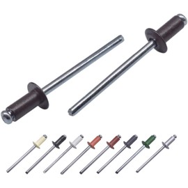 (Pack of 20) Painted Blind Rivets 5/32" x 13/32" (4.0 x 10 mm), DIN 7337, Dome Head, Aluminum Rivet and Steel Mandrel, Pop Rivets, Grey Brown RAL 8019