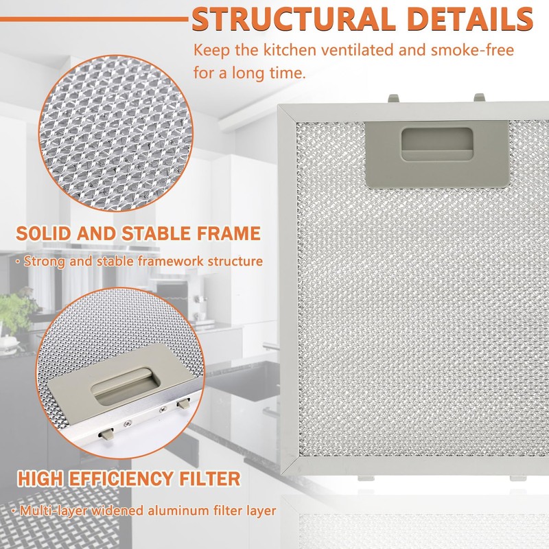 JAMHER 3 Pack W10915369 Range Hood Filter Replacement 5 Layer