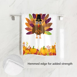 Pfrewn Thanksgiving Turkey Pumpkin Hand Towels 16x30 in Autumn Harvest Maple Leaf Bathroom Towel Ultra Soft Highly Absorbent Small Bath Towel Kitchen Dish Guest Towel Home Bathroom Decorations