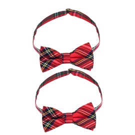 JNAWA 2 Pieces Tartan Plaid Adjustable Red Bow Ties Scottish Tartan Neck Ties Festival Costume Accessories for Makeup Party Burns Night