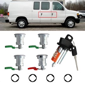 Eterpace Ignition Switch Lock Cylinder&Keys W/ 4 Door Lock Cylinder, Compatible with Ford Econoline/E150/E250/E350 Van 1997-2020, Replace# LC6177, 703369, 597638