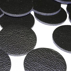 1" PREMIUM Adhesive Leather Furniture Pads Large Set 18 pcs Bumper Pads - Extra Strong Adhesive Hardwood Floor Protectors, Chair Leg Pads Wood Laminate Floors Counter Tops - Display Case More (Black)