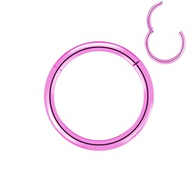 BOGKU Nose Rings Hoop G23 Titanium Nose Ring 18 Gauge 9mm Nose Hoop Septum Clicker Ring Pink Lip Rings 18g Cartilage Earring