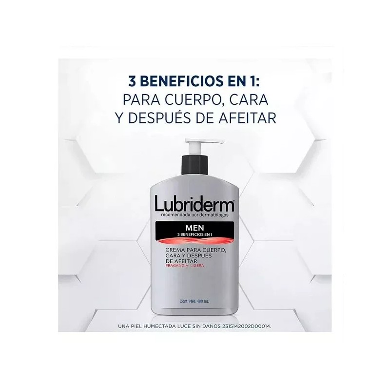 LUBRIDERM MEN 3EN1 CREMA CARA CUERPO & DESPUES DE AFEITAR/400ML/<wbr/>HYDRATING