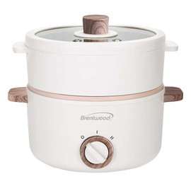 Brentwood Multi-Function Electric Hot Pot Cooker and Food Steamer with Ceramic Non-Stick Ceramic Coating (HPS-3162W)