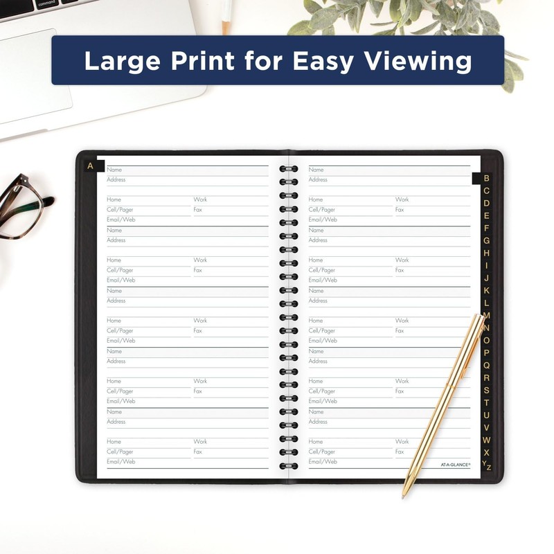 AT-A-GLANCE Telephone Address Book, Large Print, 500 Entries, 4-3/4" x
