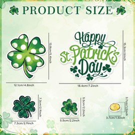 FYSUIMU 25Pcs St. Patrick's Day Refrigerator Magnets Green Shamrock Gold Coin Magnetic Stickers Decorative Irish Clover Garage Magnet for Home Kitchen Office Decor