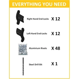 Roller Shutter Door End Locks – Pack of 24 (12 Pairs) Complete with Rivets Drill Bit and Easy to Follow Fitting Instructions