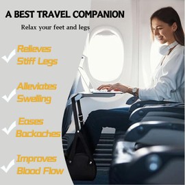 VVGAOGES Aeroplane Footrest, Foot Hammock, Portable Footrest, Adjustable Carry-On Foot Hammock for Travel, Plane, Car and Office (Blue)