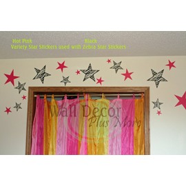 Variety Star Wall Vinyl Sticker Decal 16 pc 2in to 8in Peel-n-Stick by Wall Décor Plus More - Custom Color
