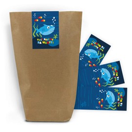 8 Gift Bags + 8 Stickers Shark for Party Bags Guest Gift for Birthday Children's Birthday Wedding Christening Boys Boys Girls (8 Bags + 8 Stickers)