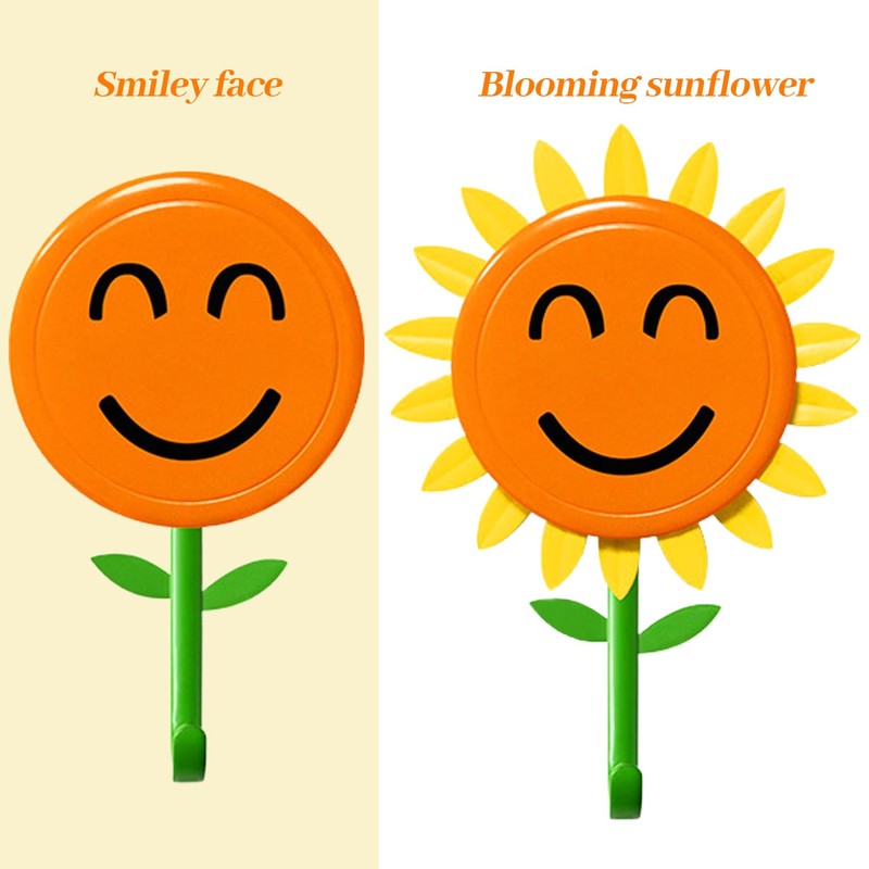 EleCharm Sunflower Wall Hook for Hanging 8.8Ib(Max), Retractable, 2-Pack